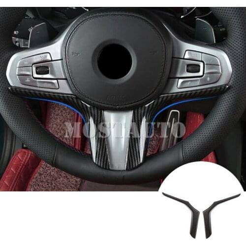 For BMW X3 G01 X4 G02 Carbon Fiber Style Steering Wheel Trim Cover 2018-2020 2pcs Car Accessories Interior Car Decor Car Trim