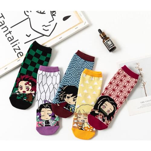 Anime Demon Slayer Kimetsu No Yaiba Socks Kamado Tanjirou Kamado Nezuko Cotton Socks Warm Socks Halloween