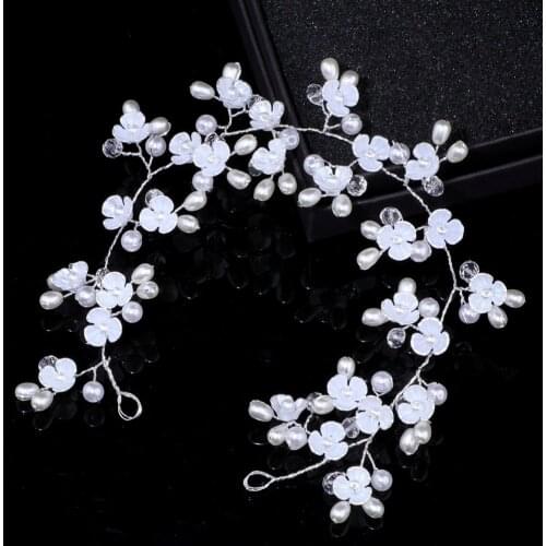 Luxury Crystal Flower Imitation Pearls Headbands Wedding Accessories Hairband for Bride Tiara Bridal Hair Jewelry Handmade WX012