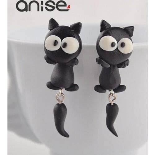 Anise Cute Cartoon Animal Stud Earrings Handmade 3D Polymer Clay Tiger Fox Cat Earring for Woman Fashion Party Jewelry Brinco
