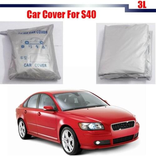 Cawanerl Gray Car Cover Sun Snow Rain Resistant Protector Anti UV Cover Dustproof For Volvo S40