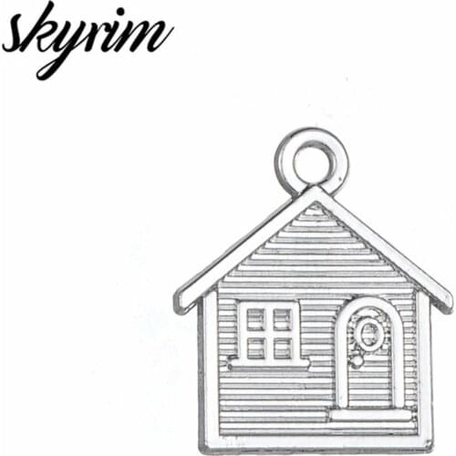 Skyrim 20pcs/lot Rhodium-plated Cartoon House Charms Fashion Jewelry Making Findings DIY Pendants Handmade Crafts Kids' Gifts