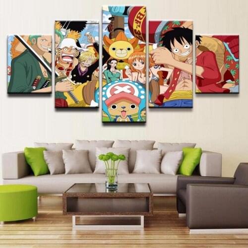 5 Pieces One Piece HD Printed Modern Painting On Canvas Anime Wall Art Posters Modular Picture Living Room Home Decor