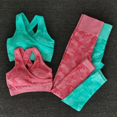 2Piece Tracksuit Workout Outfits Camo Yoga Set Women Fitness Clothing Booty Yoga Leggings Stretch crop Sport Bra GYM Sport Suit