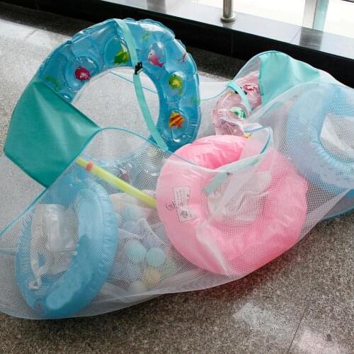 Swimming Pool Storage Bag Large Capacity Folding Hook Hanging Mesh Bag for Pool Inflatable Toys Football Basketball Organizer