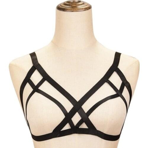 Super sexy harness hollow strap bra explosive style erotic sexy strappy womens fashion strappy solid color underwear