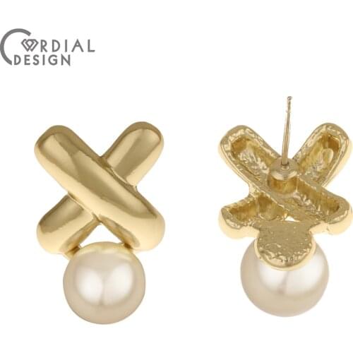 Cordial Design 50Pcs 15*24MM Jewelry Accessories/X Shape/Earrings Stud/Imitation Pearl/Hand Made/Jewelry Findings & Components