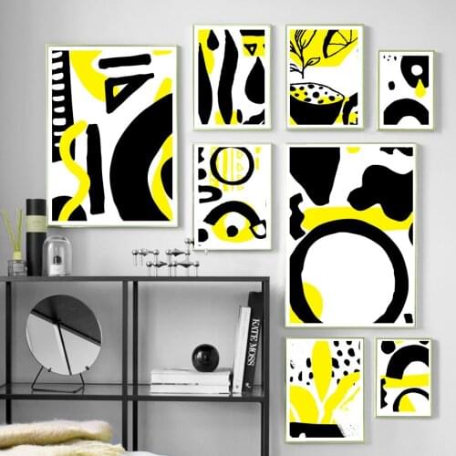 Yellow Black Abstract Things Canvas Painting Art Nordic Posters and Prints Wall Pictures for Living Room Decoration Frameless