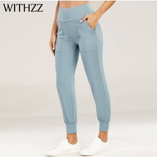 WITHZZ Womens Running Quick-Dry Casual Sports Pants Pocket High-Waist Stretch Female Leggings