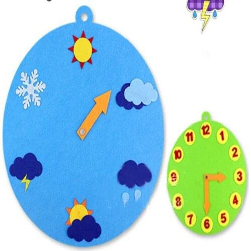 ZY Cartoon Kids Early Learning Moveable Clock & Weather Forecast Nonwoven DIY Felt Fabric DIY Handmade Sewing Fabric