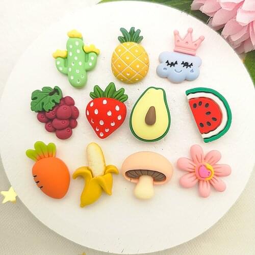10Pcs Simulation Vegetable Fruit Planar Resin Patch Children Hairpin Crafts Materials Flat Back Ornament DIY Decoration Supplies