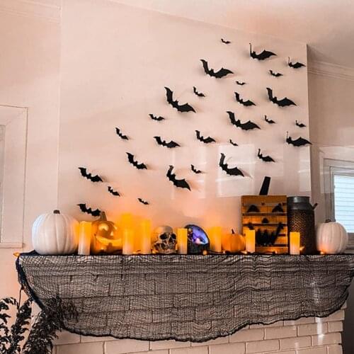 12pcs Halloween Decor 3D Bat PVC Removable stickers for Home Decor Party Kids Room Living Room Wall Decals Halloween Supplies
