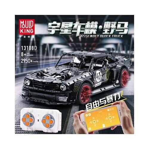 13108 MOC technology mechanical electric remote control Mustang sports car adult high difficulty assembly building block toy mod