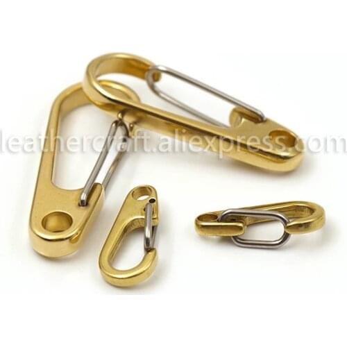 1x Pure Brass Curtain Clasp Split Key Ring Hook Chain Loop Key Ring Keychain Strap Wallet Bag Leather Belt Hooks 1" 1-1/4" 2"
