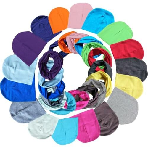 2 Pcs Baby Hat Scarf Set Solid Color Kids Beanie Cap Warm Boy Girl Spring Autumn Winter Hats Infant Toddler Bonnet Accessories