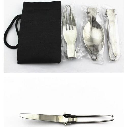 3 in 1 Foldable Outdoor Camping Picnic Tableware High Quality Stainless Steel Folding Fork