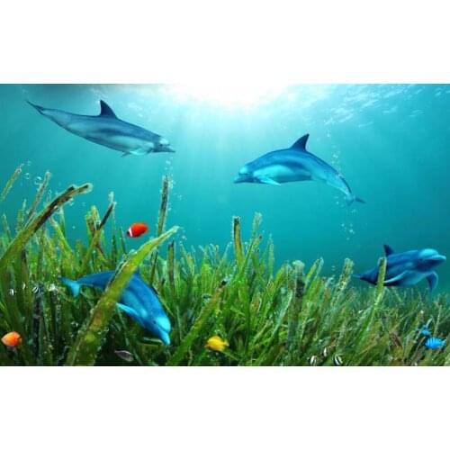 3D Wallpaper Custom Any Size Mural Wallpaper Underwater World Dolphin Seaweed 3D TV Background Wall Home Decor Living Room