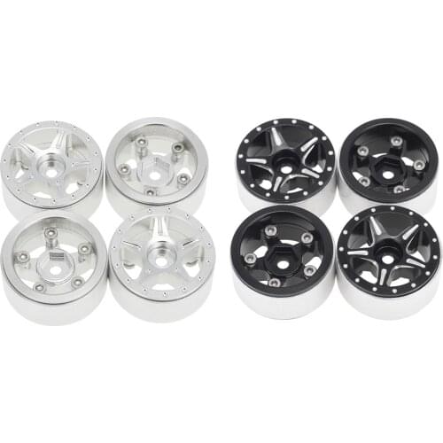 4pcs RC Car Aluminium Wheel Rims Hub Set for Axial SCX24 90081 1/24 RC Rock Crawler Car Truck DIY Spare Parts Replacement