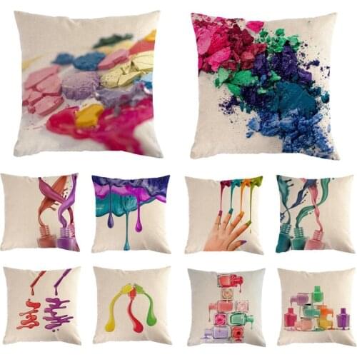 45cm*45cm Hand Painted Flowers Lipstick Nail Polish Cushion Cover and Sofa Pillow Case Home Decorative Pillow Cover