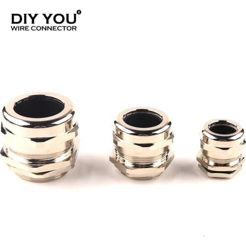5 Pcs Copper nickel plating PG7 4-7mm IP68 Waterproof Cable Gland Connector PG9/11/13.5/16/21 high quality Cable Metal Connector