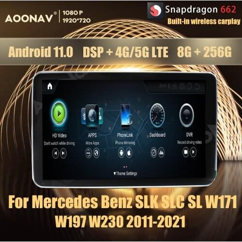 8+256GB Android 11.0 Snapdragon 662 car radio GPS For Mercedes Benz SLK SLC SL W171 W197 W230 2011-2021 multimedia player