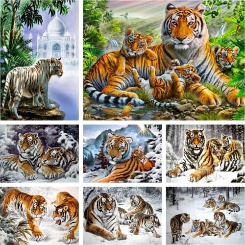 Rhinestone Animal Diamond Painting Diamond Embroidery Tiger Winter Forest Cross Stitch Set Home Decoration Mosaic Christmas Gift