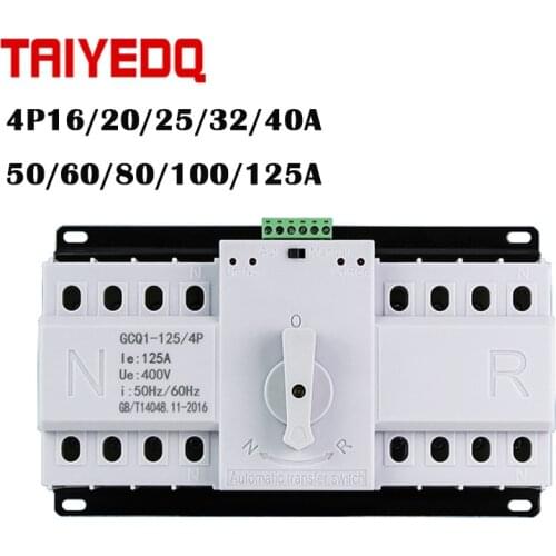 4P Dual Power ats Automatic Transfer Switch Circuit Breaker MCB AC 220V 16A 20A 25A 32A 40A 50A 60A 63A 80A 100A 125A