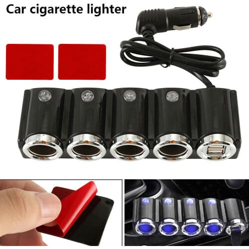 12V - 24V 4 Way Multi Socket Car Charger Vehicle Auto Car Cigarette Lighter Socket Splitter & Dual USB Ports Plug Adapter