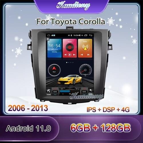 Kaudiony 10.4" Tesla Style Android 10.0 Car Radio For Toyota Corolla Car DVD Multimedia Player Auto GPS Navigation 4G 2006-2013
