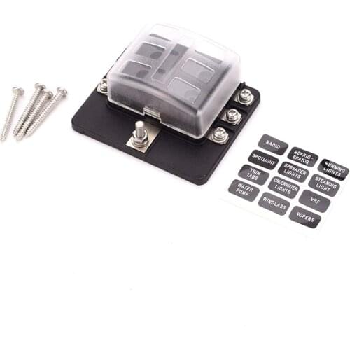 6 Circuit LED Fuse Block Blade Fuse Box with screw terminal block single plastic bag for Car Boat Marine Trike