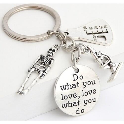 Human Medicine Biology Microscope Medical School Student Fashion Keychain Doctor Jewelry Keychain For Graduate Medical Students