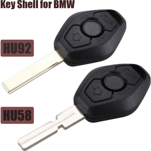 3 Button Remote Key Shell For BMW 3 5 7 Z3 Z4 X3 X5 M5 325i E38 E36 E46 E39 Case Fob Blanks HU92& HU58 Uncut Auto Key Fob Case