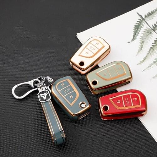 New TPU Car Key Cover Case for Toyota Aygo Yaris Highlander Camry RAV4 2/3 Buttons Flip Key Holder Shell Protector Auto Accessor