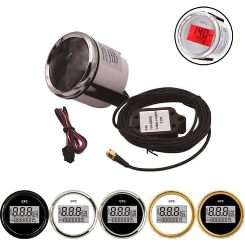 Digital Car Speedometer GPS Odometer 52mm GPS Speedometer Odometer Car Speed Gauge GPS LCD Boat Car Waterproof Digital Gauge