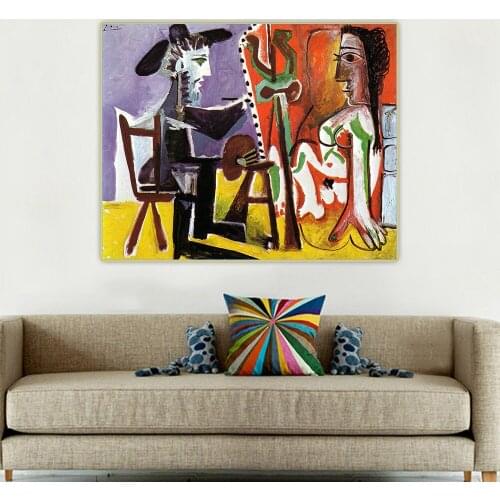 Citon Pablo Picasso《The Artist and His Model》Canvas Oil Painting Artwork Poster Decorative Picture Wall Decor Home Decoration