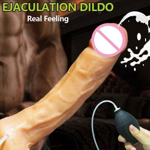 9.5" Ejaculating Dildo Realistic Squirting Penis Huge Suction Cup Dick Lesbian Masturbation Tool Flirt Erotic Sex Toys For Woman