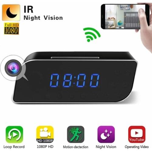 HD 1080P Wifi Clock Camera Mini IP P2P Camcorder Night Vision Motion Detect Home Security Micro Cam suport Hidden tf card