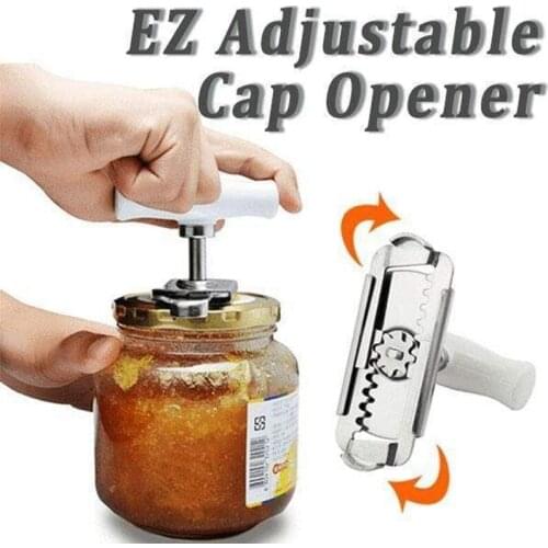 Can Opener Tools Cap Lid Easy Gadget Manual Can Jar Opener Adjustable Stainless Steel Lids off Bottle Twist 1-3.7 Inches Kitchen