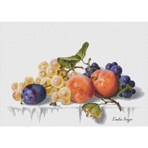 Shop Cross stitch Handmade 14CT Counted Canvas DIY,Cross-stitch kits,Embroidery - -fruit plums and grapes 50-33