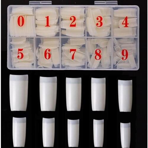 Full Cover Fake Nail Artificial Press on Long Franch Style Clear/Natural/White False Coffin Nails Art Tips Manicure Tool