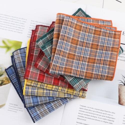 Fashion Plaid Mens Handkerchief Cotton Suits Pocket Square For Men Business Chest Towel Hanky Gentlemen Hankies 24 cm x 24 cm