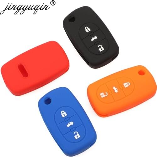 Jingyuqin New Car Silicone Skin Key Case For Audi A3 A4 A6 A8 TT 3 Button Flip Folding Remote Key Shell Cover Protect Holder