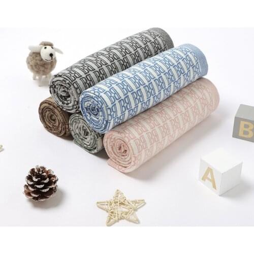 Newborn Baby Blanket Swaddling Warm Soft Knitted Blanket Winter Printed Bedding Cotton Quilt Infant Bedding Swaddle Wrap