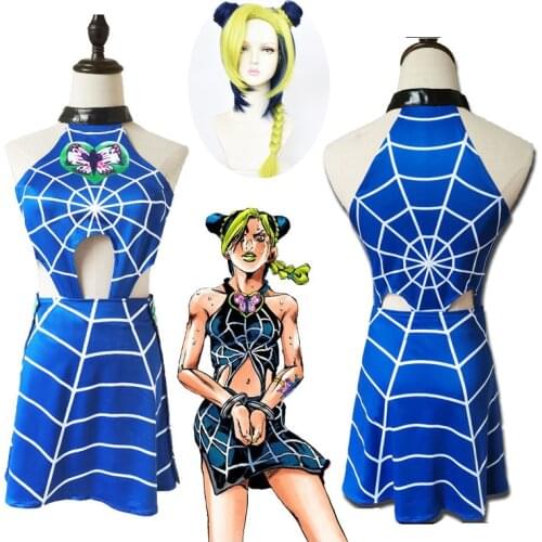 Jojo Bizarre Adventure Jolyne Cujoh Kujo Cosplay Wigs Costumes Women Dress for Halloween Party Costumes