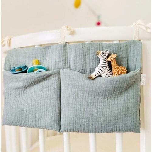 Fashion Crib Hanging Baby Storage Bag Newborn Organic Cotton Dual Format Baby Bedding Accessories Toy Goods Storage Bag