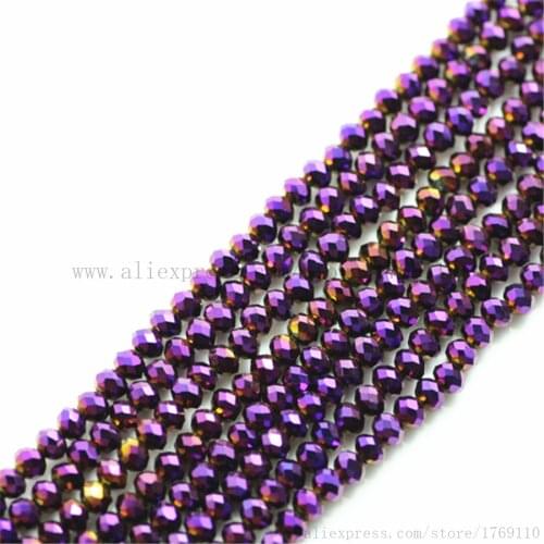 Isywaka Shining Purple Color 1800pcs 2mm Rondelle Austria faceted Crystal Glass Beads Loose Spacer Round Bead for Jewelry Making