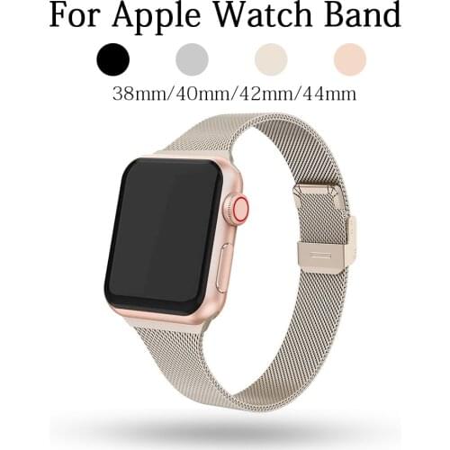 Strap For Apple watch 5 band 44mm 40mm iWatch series 6 SE 4 3 2 Stainless Steel Milanese loop Strap for iwatch band 38mm 42mm