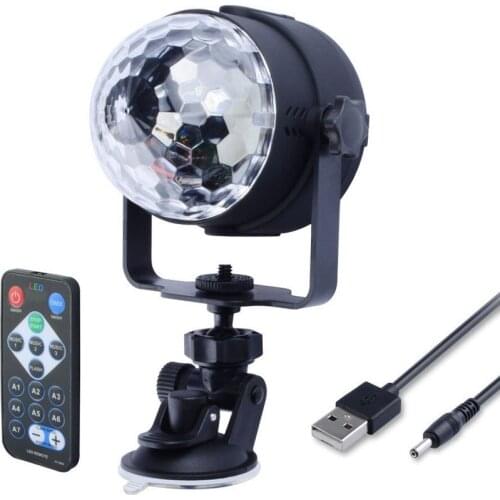 3W USB 5V Mini Disco ball lamp DJ KTV Stage light Wireless IR Remote Voice activated Lamp home Party dance floor RGB light show