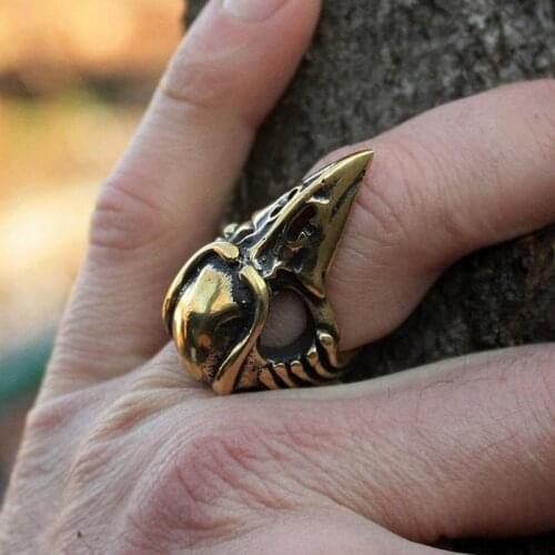 Special Bird Skull Raven Ring Punk Style Jewelry Adjustable Cool Bird Crow Head Skeleton Halloween Ring