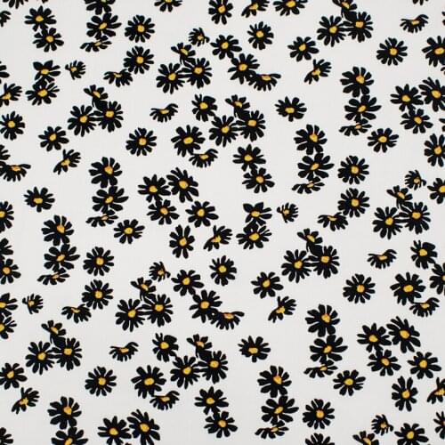 Daisy On White Dyeing Pure Cotton Fabric For Dress Tissus Au MÈTre Telas Algodon Estampadas Ткань Для Шитья Sewing Tissu Tela